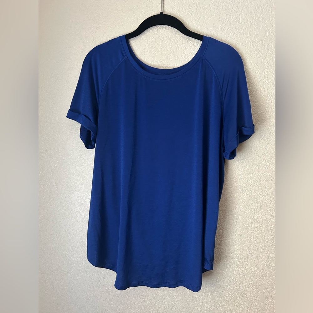 Women's Lululemon “Open Up” Tie Back Blue Workout Tee